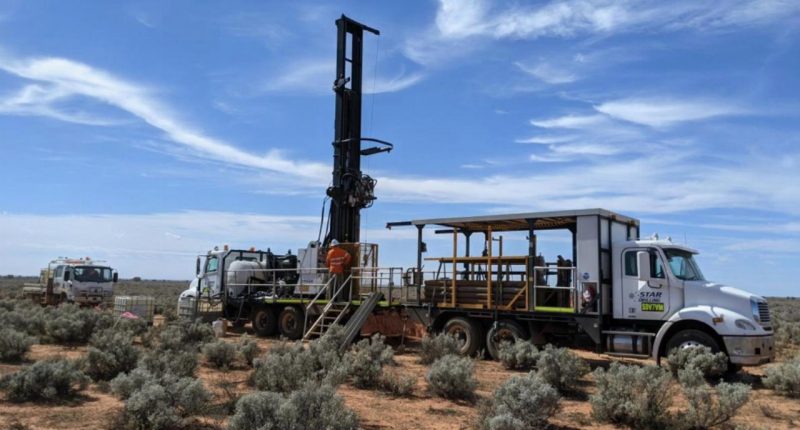 Sonic core drill rig at Blackbush deposit.