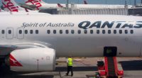 Photograph of a Qantas aeroplane.