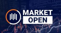 The words "Market Open" appear stacked atop one another next to company iconography.