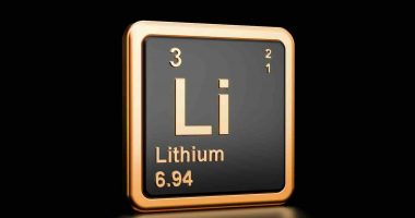 A render of the element lithium with related information.