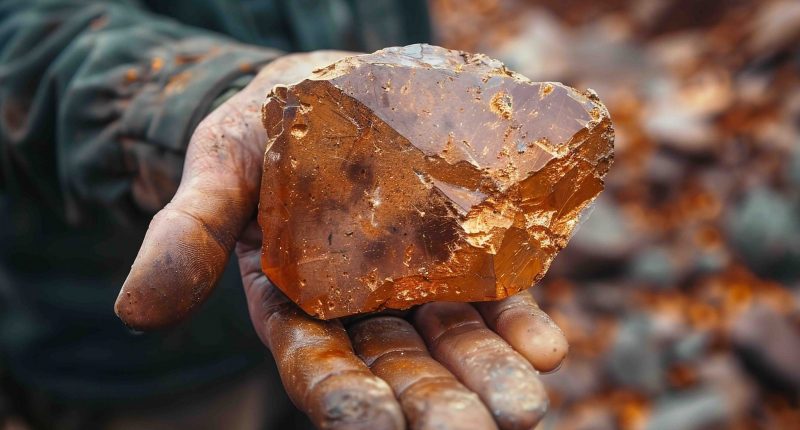 AI imagines a worker holding one big chunk of native copper. In real life, it doesn't look like this.