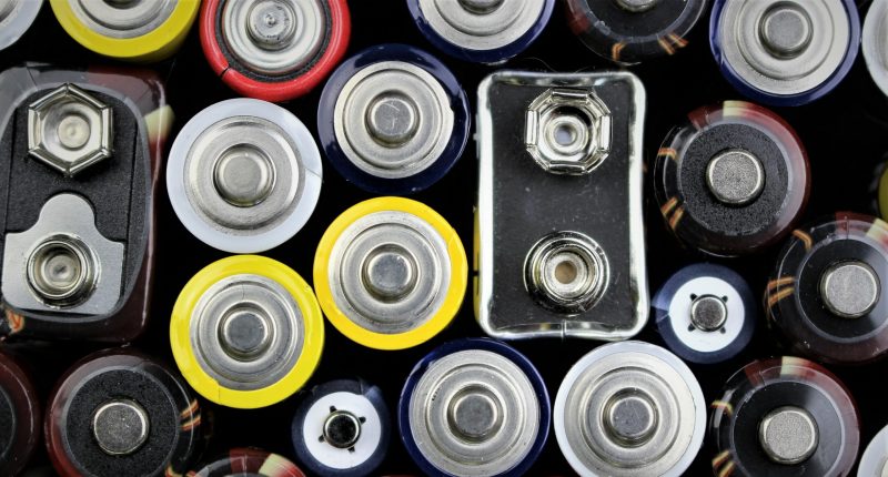 Photograph of various batteries.