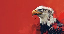 Eagle red background
