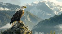 AI image of an eagle on a mountain.