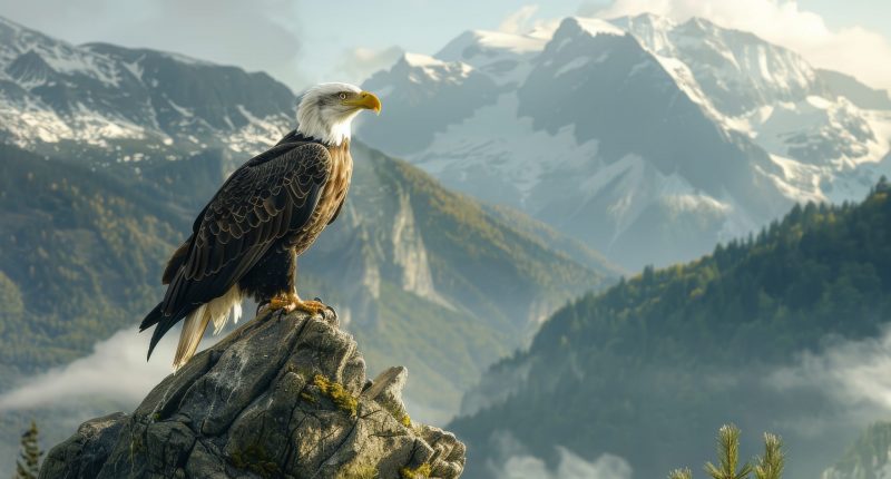 AI image of an eagle on a mountain.