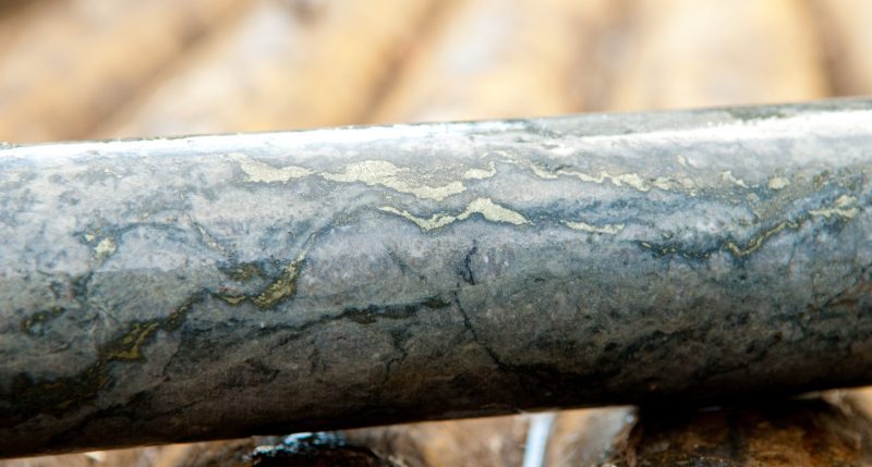 Image of a copper core ore sample from a test drill