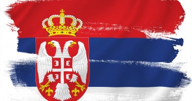 Serbia flag backdrop background texture.