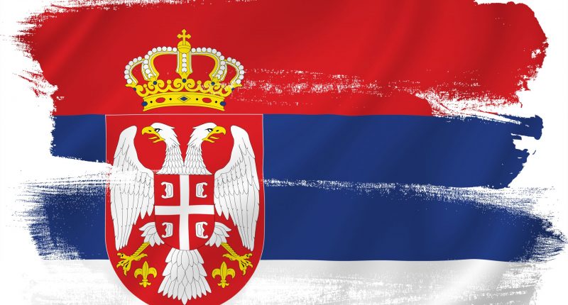 Serbia flag backdrop background texture.