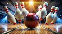 A bowling ball scores a strike in an AI-generated image.