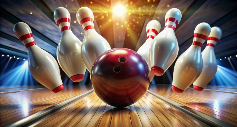 A bowling ball scores a strike in an AI-generated image.