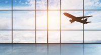 Image of an aeroplane viewed from an airport window