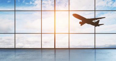 Image of an aeroplane viewed from an airport window