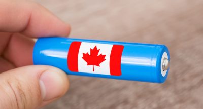 Image of a battery with Canadian flag