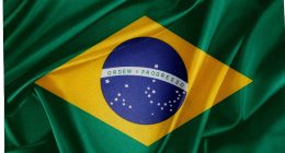 Closeup of rippled Brazilian flag