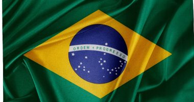 Closeup of rippled Brazilian flag