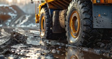 Image of a truck on a road at a mine site