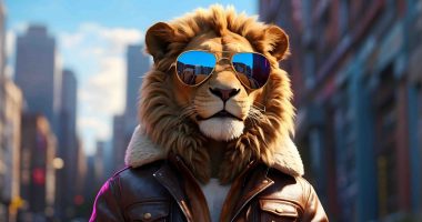 Cool lion concept, real photo