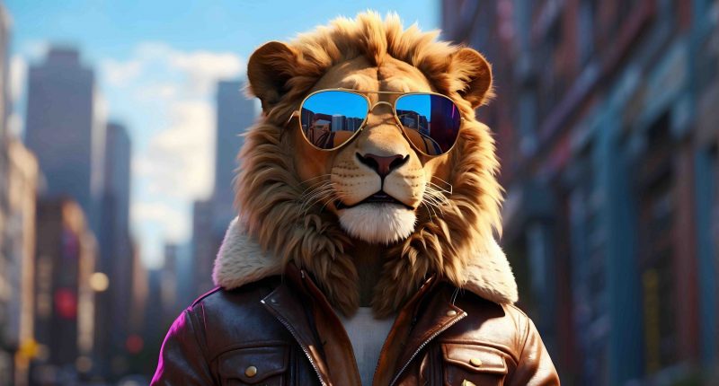 Cool lion concept, real photo