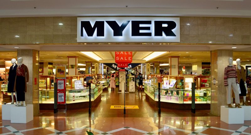 Entrance to a Myer store in Sydney