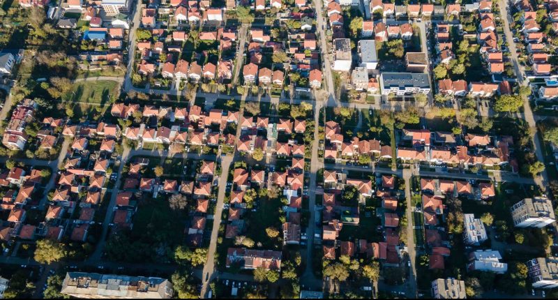 Aerial view of Australian neighbourhood