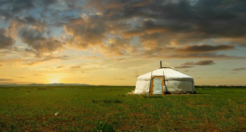 A yurt located on some Mongolian plane