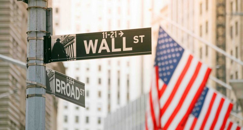 Wall Street and American flag