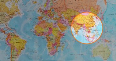 Map showing Valeriepieris Circle - a relatively small area of Earth’s surface that contains half the human population.