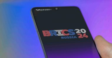 BRICS 2024 logo on phone screen