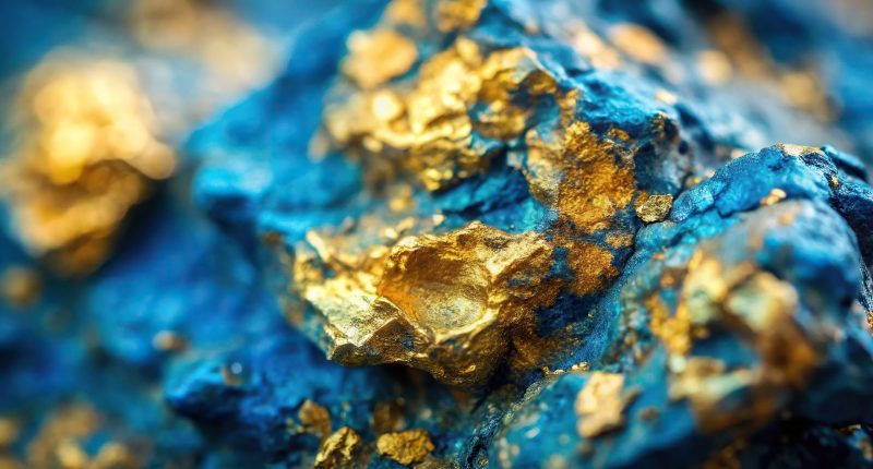 Image of a stone with gold antimony ore