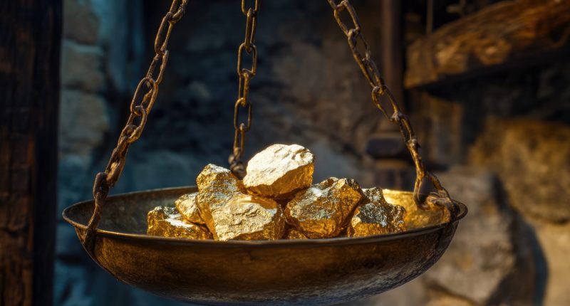 Weighing a gold nugget