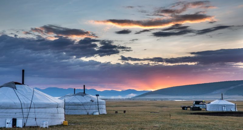 Mongolian gers in the north of the country