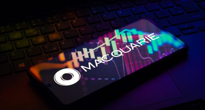 Image of a phone with the Macquarie logo