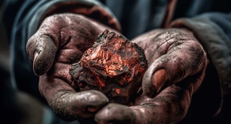 A man with a copper nugget in his hands