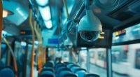 A security camera on a bus