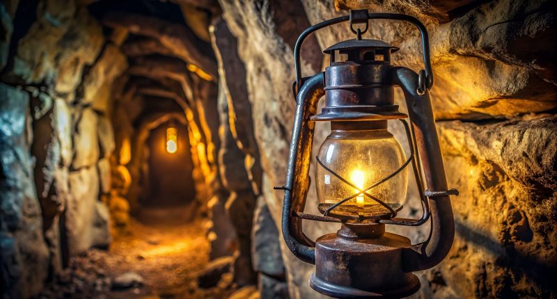 Image of a lamp in an old mine