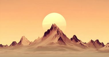 Golden sun across a mountain ridge