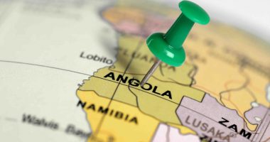 Angola noted on globe