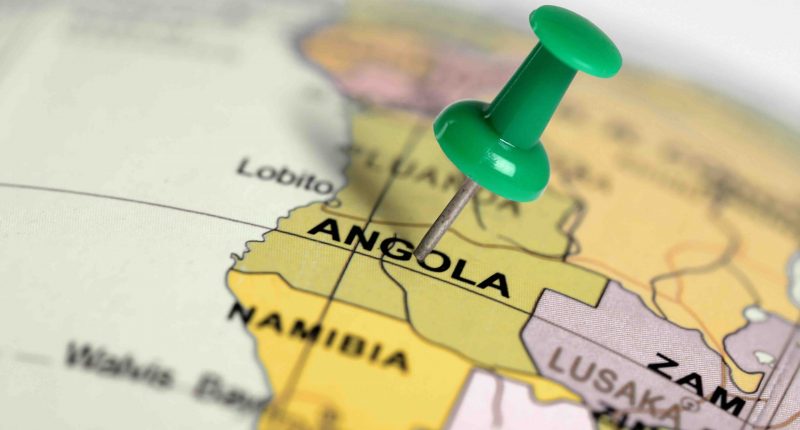 Angola noted on globe