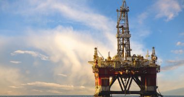 Drilling platform during a storm