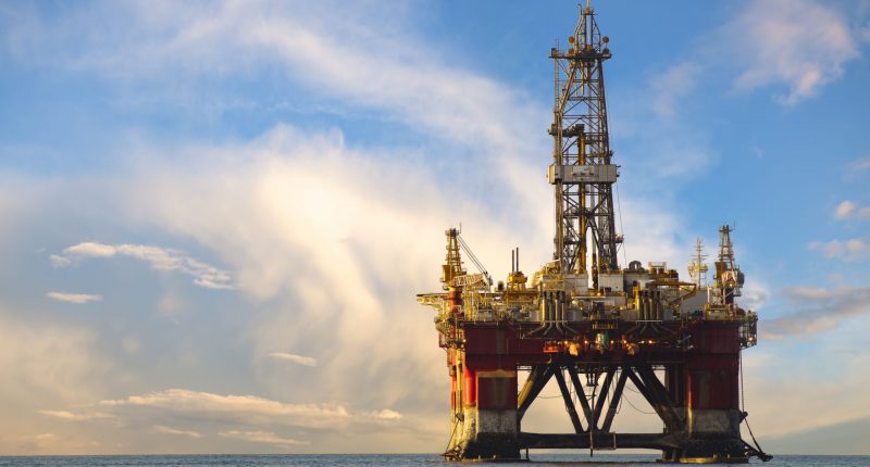 Drilling platform during a storm