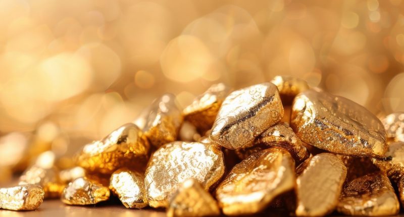 Close up of gold nuggets