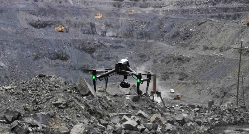 Drone inspecting mine