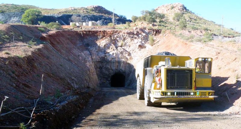 A Black Cat Syndicate truck drives into the Paulsens gold mine opening.