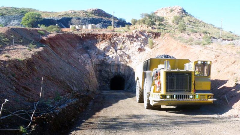 A Black Cat Syndicate truck drives into the Paulsens gold mine opening.