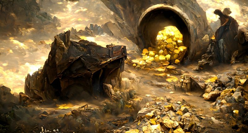 Artistic rendering of a gold mine