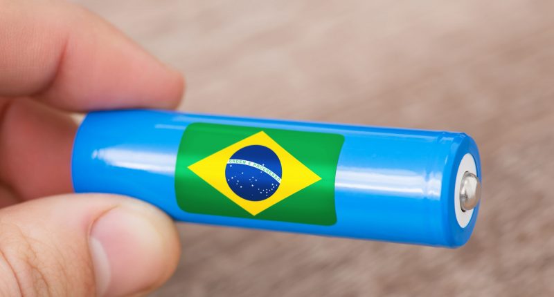 Lithium ion battery with the Brazilian flag