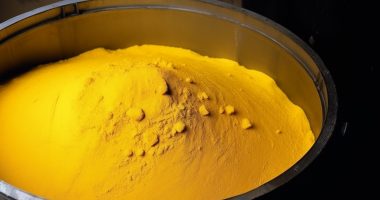 Yellowcake uranium in a barrel