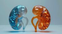 3D image of two human kidneys