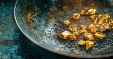 Gold nuggets in a bowl