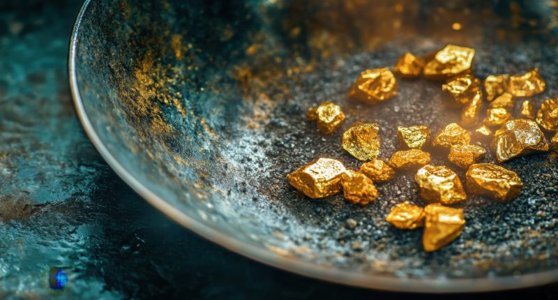 Gold nuggets in a bowl